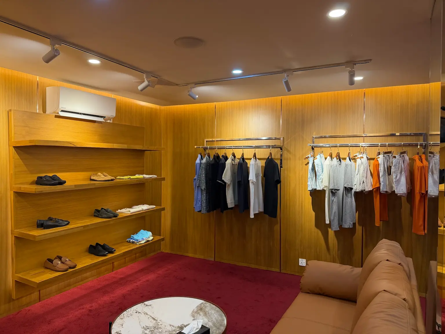 Knitwear and loafers on the mens floor